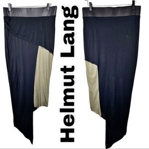 HELMUT LANG Two Tone Asymmetric Jersey Wrap Bodycon Skirt, Size Medium